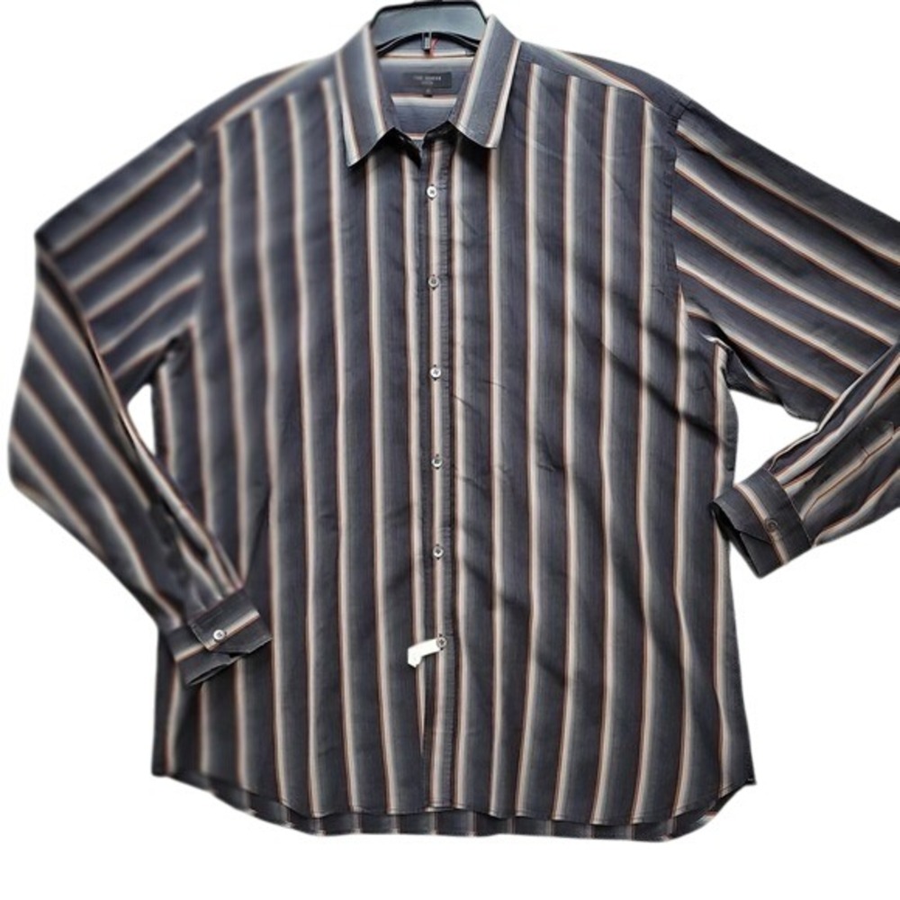 Ted Baker London Striped‎ Long Sleeve Button Down Shirt Mens Sz 6 Fit Large